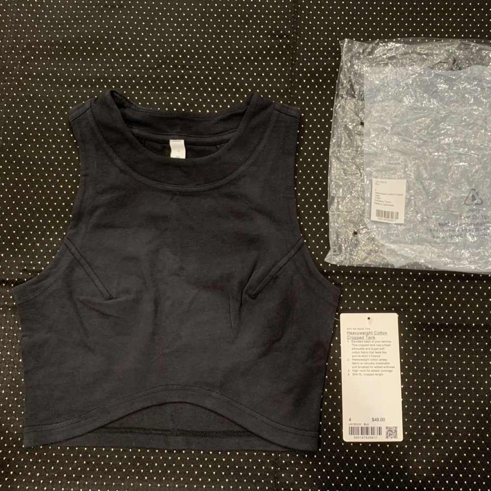 Lululemon Heavyweight Cotton Cropped Tank Size 4 Black NWT